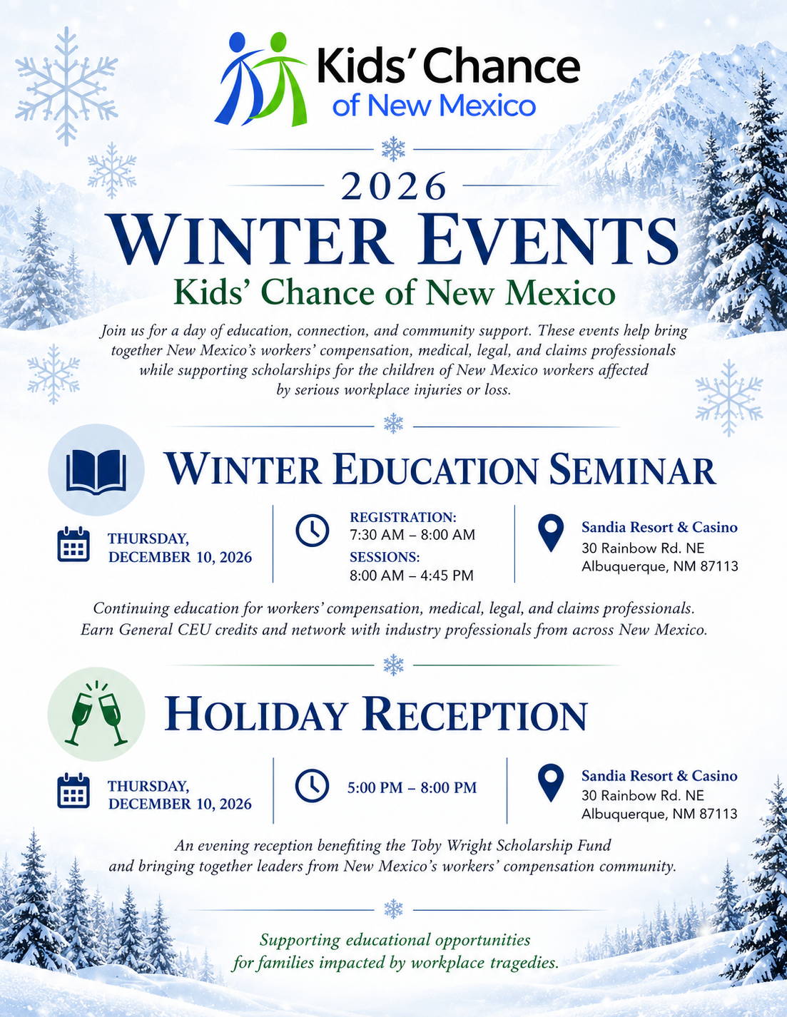 Winter Reception Flyer golf event golf ball near cup